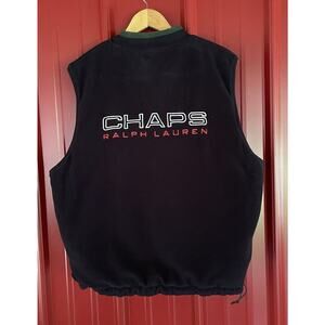 Ralph Lauren Chaps Vest Reversible Quilted Fleece‎ Spellout Y2K Mens XL